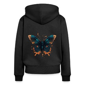 Schmetterling-Bild - Frauen Premium Bio Zip Hoodie - Schwarz - Hinten - Julia (174cm)