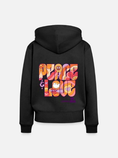 Woodstock Peace Love Hippie Conception - Sweat à capuche zippé Premium bio Femme - noir