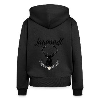 October Deer Hat & Edelweiss Bavarian Festival Sil - Women's Premium Organic Zip Hoodie - black - Back - Julia (174cm)