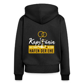 Kapitänin Hafen Ehe Junggesellinnenabschied - Frauen Premium Bio Zip Hoodie - Schwarz - Hinten - Julia (174cm)