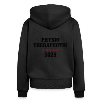 Physio Therapeutin Physiotherapie Krankengymnastik - Frauen Premium Bio Zip Hoodie - Schwarz - Hinten - Julia (174cm)