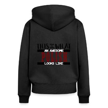 Polen - Frauen Premium Bio Zip Hoodie - Schwarz - Hinten - Julia (174cm)