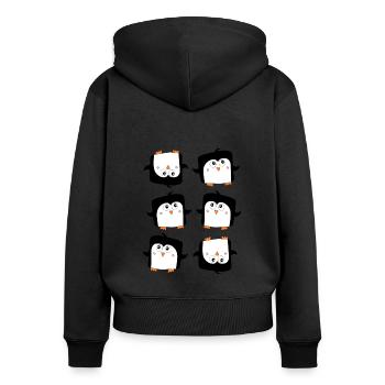 Viele Pinguine - Frauen Premium Bio Zip Hoodie - Schwarz - Hinten - Julia (174cm)