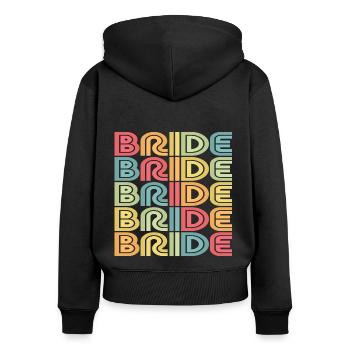 Retro Bride Matching Mariage Couple Fiançailles - Sweat à capuche zippé Premium bio Femme - noir - Dos - Julia (174cm)