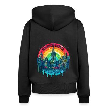 BARCELONA SPAIN LA SAGRADA FAMILIA CHURH RAINBOW - Women's Premium Organic Zip Hoodie - black - Back - Julia (174cm)