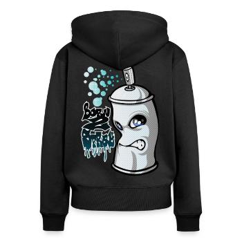Spray and graffiti - Sweat à capuche zippé Premium bio Femme - noir - Dos - Julia (174cm)