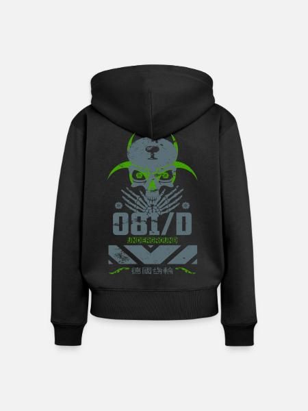 Underground Skull - Frauen Premium Bio Zip Hoodie - Schwarz