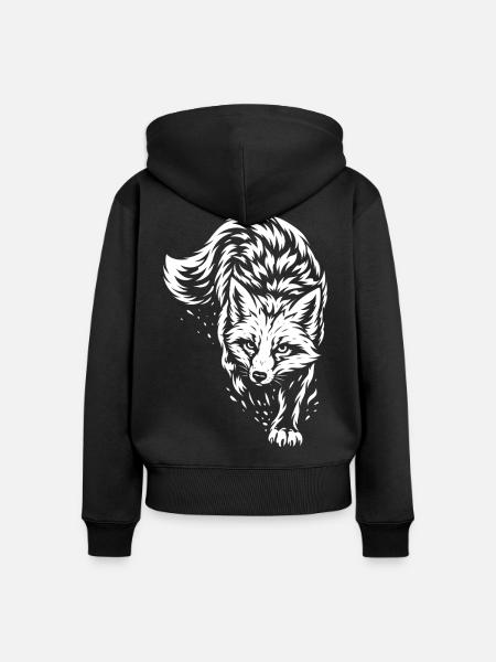 Tribal Fuchs – Wildes Waldtier Motiv - Frauen Premium Bio Zip Hoodie - Schwarz