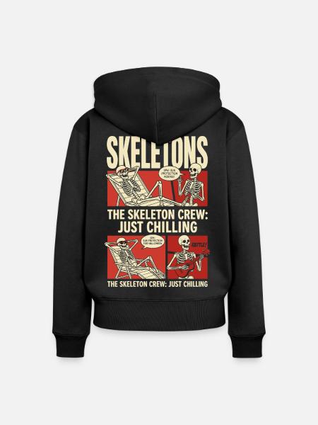 Skeleton Crew Just Chilling - Frauen Premium Bio Zip Hoodie - Schwarz