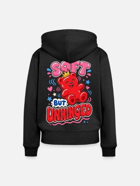 Soft but Unhinged – Süßer Gummibär - Frauen Premium Bio Zip Hoodie - Schwarz