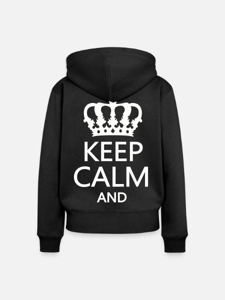 Königskrone Keep Calm Motiv - Frauen Premium Bio Zip Hoodie - Schwarz