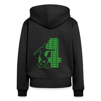 Fußball soccer sport Fußballer Fußballplatz NR.4 - Frauen Premium Bio Zip Hoodie - Schwarz - Hinten - Julia (174cm)