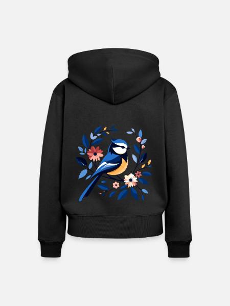 Blaumeise - Frauen Premium Bio Zip Hoodie - Schwarz