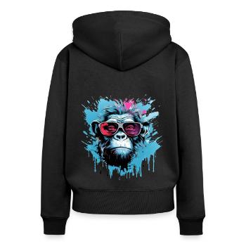 Party gorilla with sunglasses - Women's Premium Organic Zip Hoodie - black - Back - Julia (174cm)