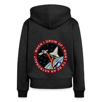 NASA Wenn Ich Groß Bin Werde Ich Astronaut Spruch - Frauen Premium Bio Zip Hoodie - Schwarz - Hinten - Julia (174cm)