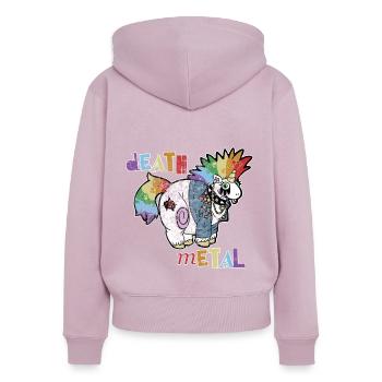 Death Metal Einhorn Musik Metal Head Rocker Heavy - Frauen Premium Bio Zip Hoodie - Altrosa - Hinten - Julia (174cm)