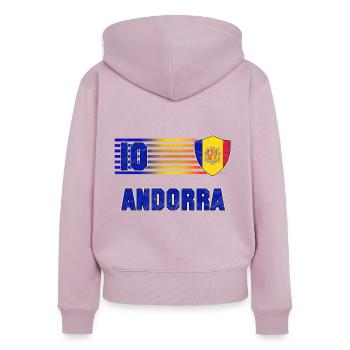 Andorra Fußball Mannschaft - Frauen Premium Bio Zip Hoodie - Altrosa - Hinten - Julia (174cm)
