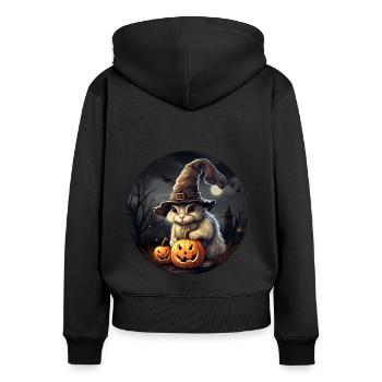 Halloween Häschen - Frauen Premium Bio Zip Hoodie - Schwarz - Hinten - Julia (174cm)