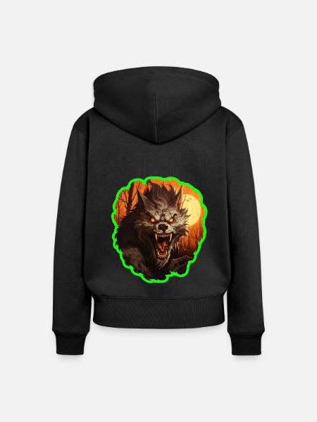Halloween Werwolf - Frauen Premium Bio Zip Hoodie - Schwarz