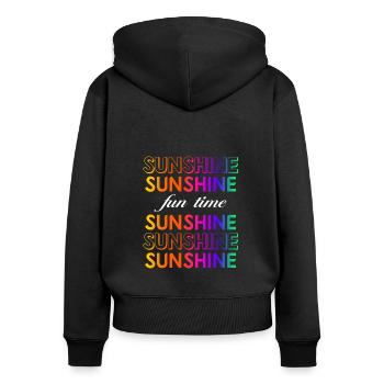 Sunshine - Frauen Premium Bio Zip Hoodie - Schwarz - Hinten - Julia (174cm)