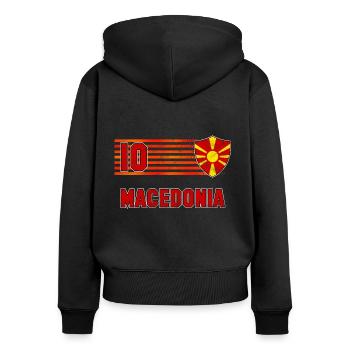 Équipe de Macédoine de football - Sweat à capuche zippé Premium bio Femme - noir - Dos - Julia (174cm)
