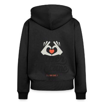 Super mécano l unique cadeau mécanisien mecanisien - Sweat à capuche zippé Premium bio Femme - noir - Dos - Julia (174cm)