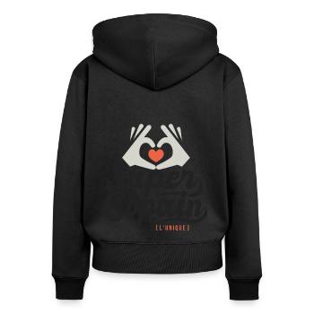 Super copain l unique cadeau copain ami - Sweat à capuche zippé Premium bio Femme - noir - Dos - Julia (174cm)