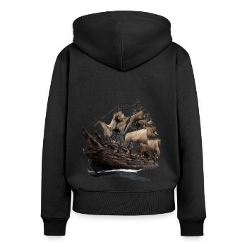 Geisterschiff Verfluchtes Schiff - Frauen Premium Bio Zip Hoodie - Schwarz - Hinten - Julia (174cm)