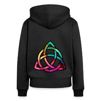 TRIQUETRA - symbole de protection - Sweat à capuche zippé Premium bio Femme - noir - Dos - Julia (174cm)