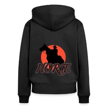 Pferde reiten Pferdeliebe Mädchen Sonnenuntergang - Frauen Premium Bio Zip Hoodie - Schwarz - Hinten - Julia (174cm)