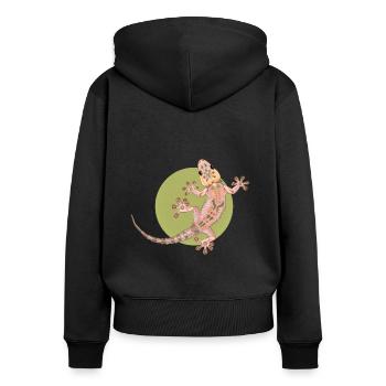 gecko - Women's Premium Organic Zip Hoodie - black - Back - Julia (174cm)