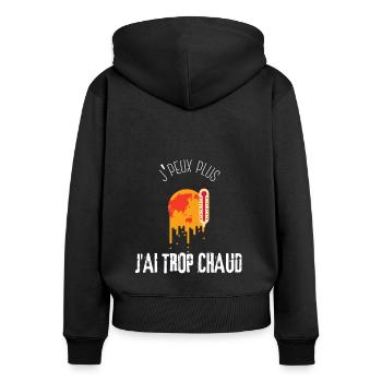 j'peux plus j ai trop chaud - Sweat à capuche zippé Premium bio Femme - noir - Dos - Julia (174cm)