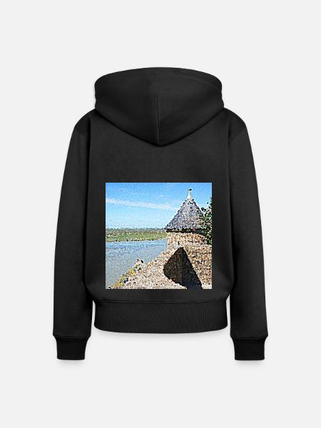 Mount Wonder und sein Turm - Frauen Premium Bio Zip Hoodie - Schwarz