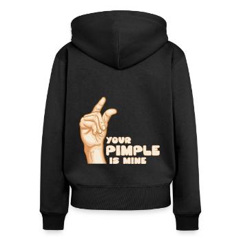 Dein Pickel Gehört Mir - Dermatologie Hautpflege - Frauen Premium Bio Zip Hoodie - Schwarz - Hinten - Julia (174cm)