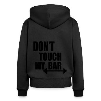 dont touch my bar - Sweat à capuche zippé Premium bio Femme - noir - Dos - Julia (174cm)