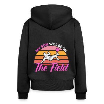 Sportfan Fußball Mama Fußball Geschenk - Frauen Premium Bio Zip Hoodie - Schwarz - Hinten - Julia (174cm)