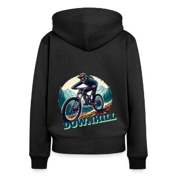 Vélo VTT Descente Cross VTT Sport - Sweat à capuche zippé Premium bio Femme - noir - Dos - Julia (174cm)