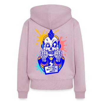 Skull Dude - Frauen Premium Bio Zip Hoodie - Altrosa - Hinten - Julia (174cm)