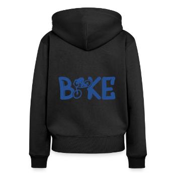 bike fahrrad biken - Frauen Premium Bio Zip Hoodie - Schwarz - Hinten - Julia (174cm)