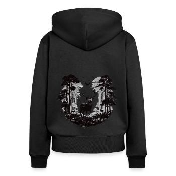 Deer Forest Panorama Wild Animals Hunting Outdoor - Women's Premium Organic Zip Hoodie - black - Back - Julia (174cm)