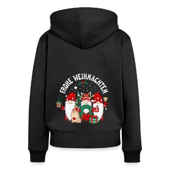 Frohe Weihnachten Wichtel Gnomies - Frauen Premium Bio Zip Hoodie - Schwarz - Hinten - Julia (174cm)