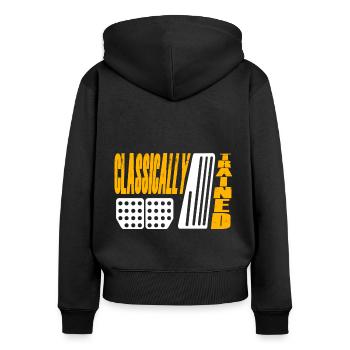 Manuelle Gangschaltung Knüppelschaltung - Frauen Premium Bio Zip Hoodie - Schwarz - Hinten - Julia (174cm)