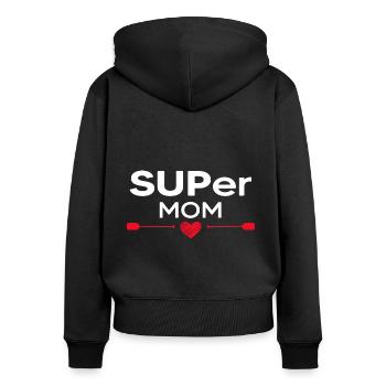 stand up paddle SUP Mom Paddel Motivation Stand Up - Frauen Premium Bio Zip Hoodie - Schwarz - Hinten - Julia (174cm)