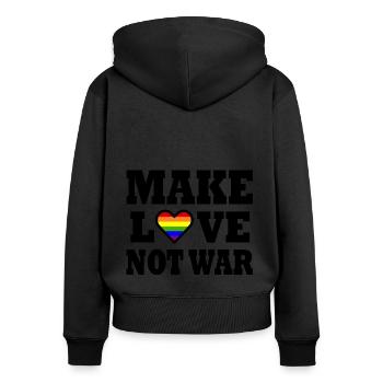 Make love not war - Sweat à capuche zippé Premium bio Femme - noir - Dos - Julia (174cm)
