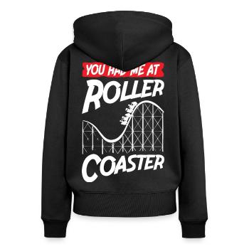 You Had Me At Roller Coaster - Frauen Premium Bio Zip Hoodie - Schwarz - Hinten - Julia (174cm)