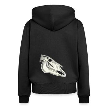 Dents de cheval - Sweat à capuche zippé Premium bio Femme - noir - Dos - Julia (174cm)