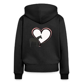 j’aime les chevaux - i love my horse T-shirt - Sweat à capuche zippé Premium bio Femme - noir - Dos - Julia (174cm)