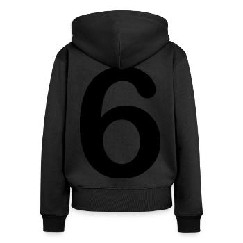 6 - Frauen Premium Bio Zip Hoodie - Schwarz - Hinten - Julia (174cm)