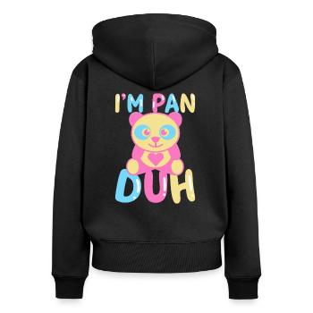 I’m Pan Duh Pansexual Panda Bi Pride LGBT Cadeau - Sweat à capuche zippé Premium bio Femme - noir - Dos - Julia (174cm)