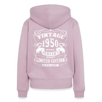 Vintage 1950 - Frauen Premium Bio Zip Hoodie - Altrosa - Hinten - Julia (174cm)